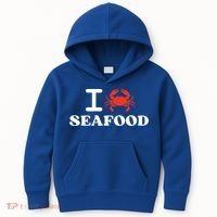 I Love Seafood Crab Shellfish National Seafood Month Gift Kids Hoodie thumb 0