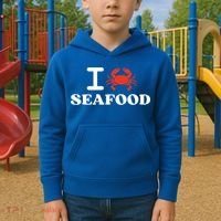 I Love Seafood Crab Shellfish National Seafood Month Gift Kids Hoodie thumb 2
