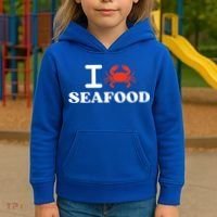 I Love Seafood Crab Shellfish National Seafood Month Gift Kids Hoodie thumb 3