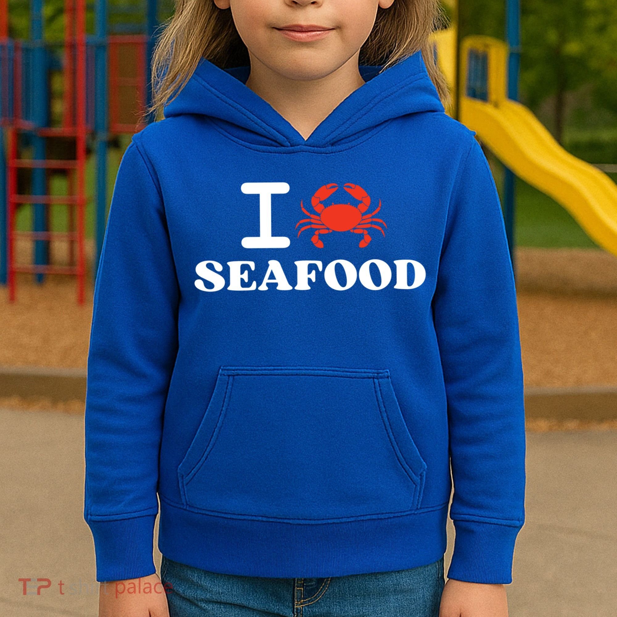I Love Seafood Crab Shellfish National Seafood Month Gift Kids Hoodie