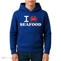 I Love Seafood Crab Shellfish National Seafood Month Gift Kids Hoodie thumb 4
