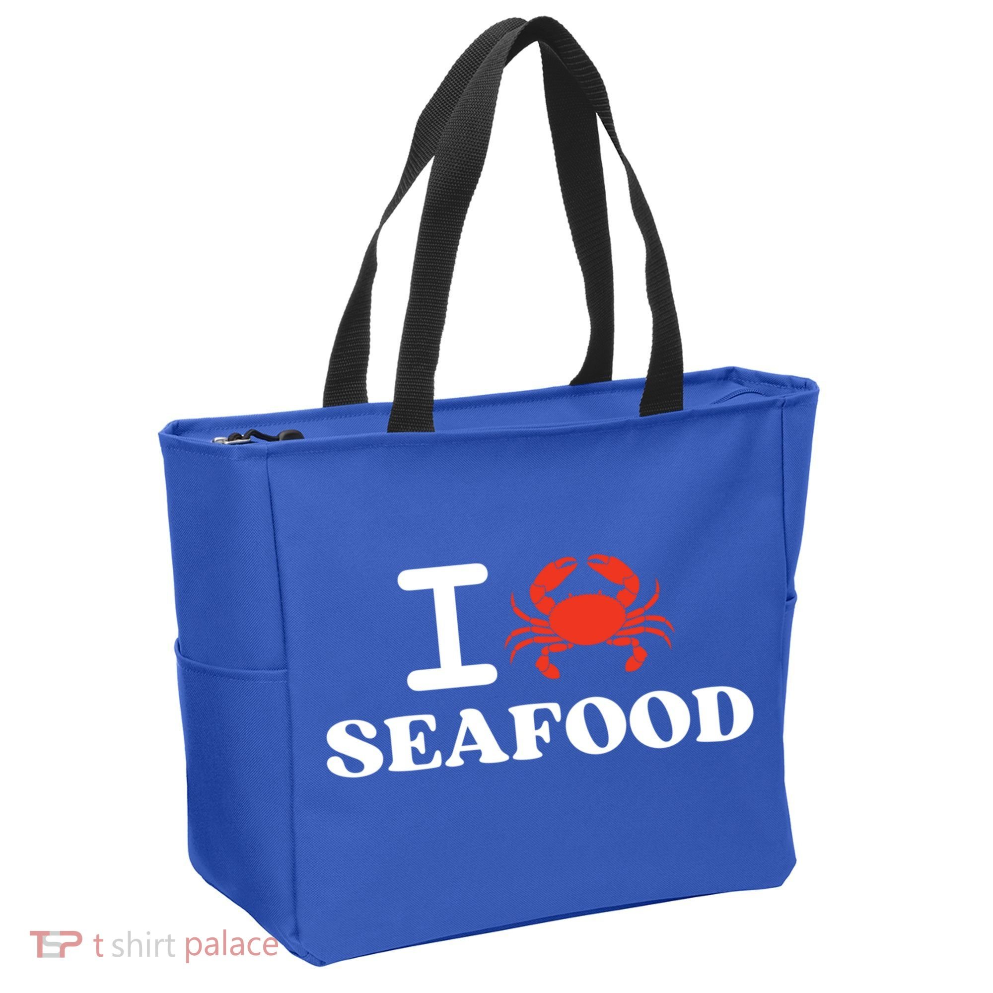 I Love Seafood Crab Shellfish National Seafood Month Gift Tote Bag