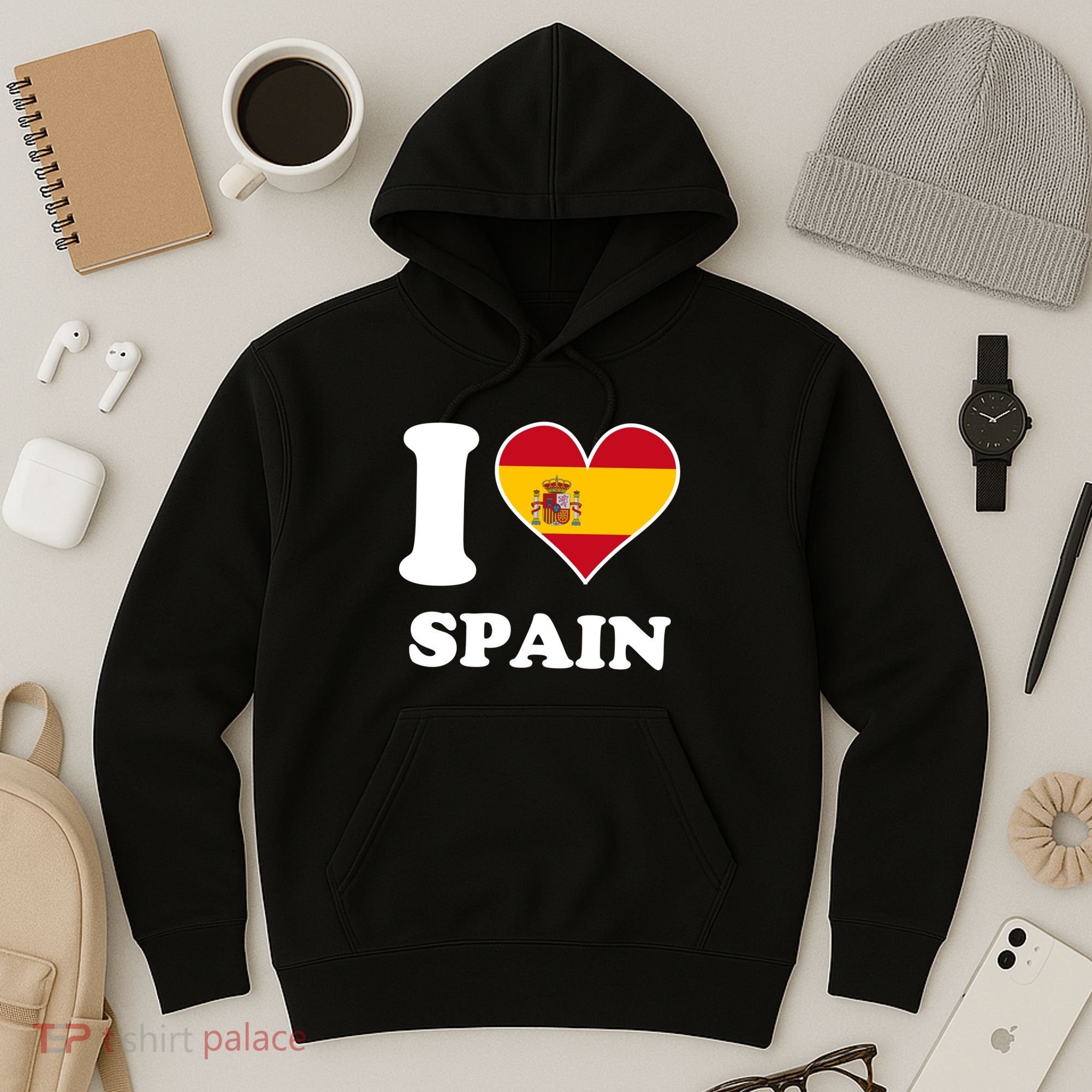 I Love Spain Spanish Flag Heart Hoodie