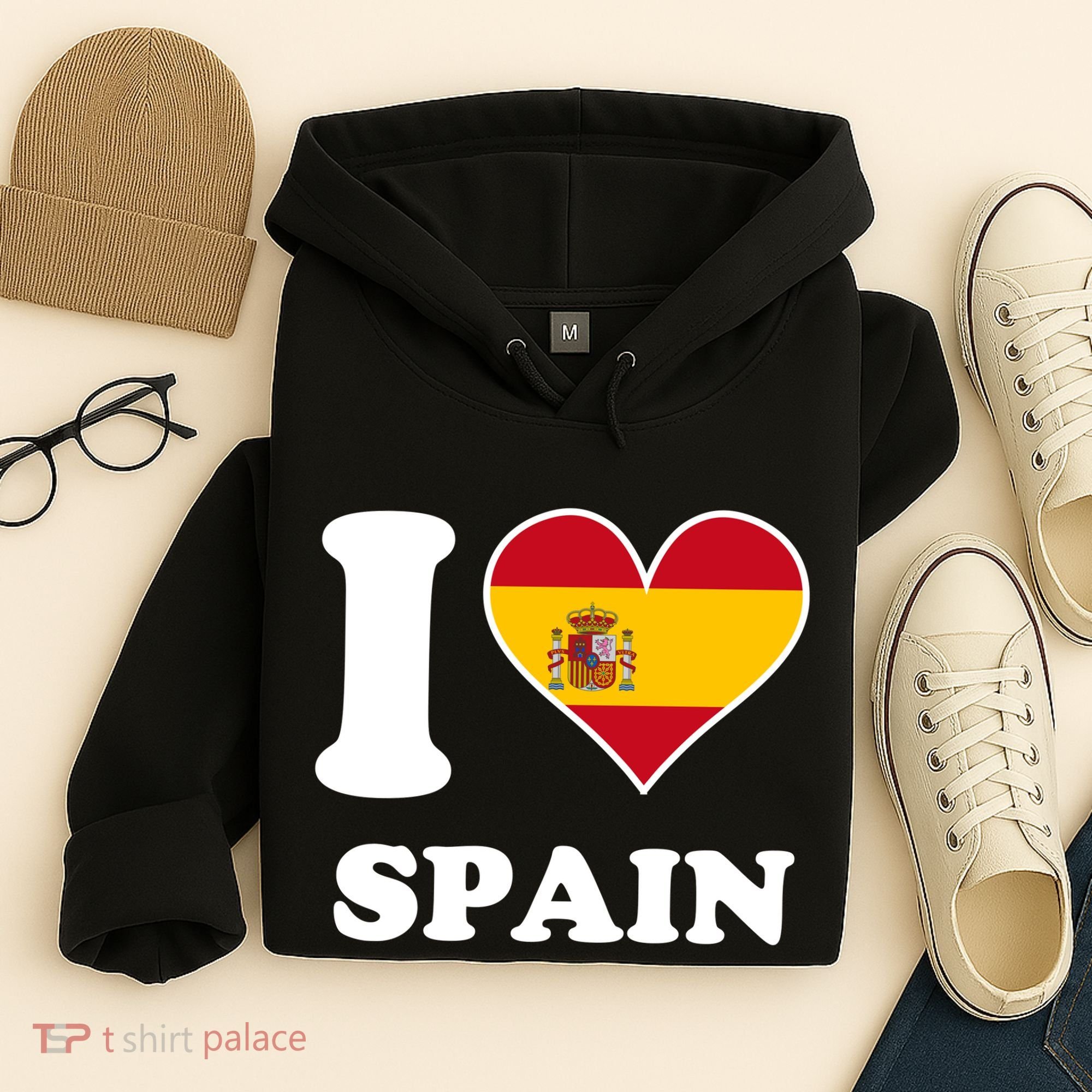 I Love Spain Spanish Flag Heart Hoodie