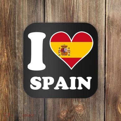 I Love Spain Spanish Flag Heart Coaster