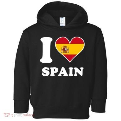 I Love Spain Spanish Flag Heart Toddler Hoodie