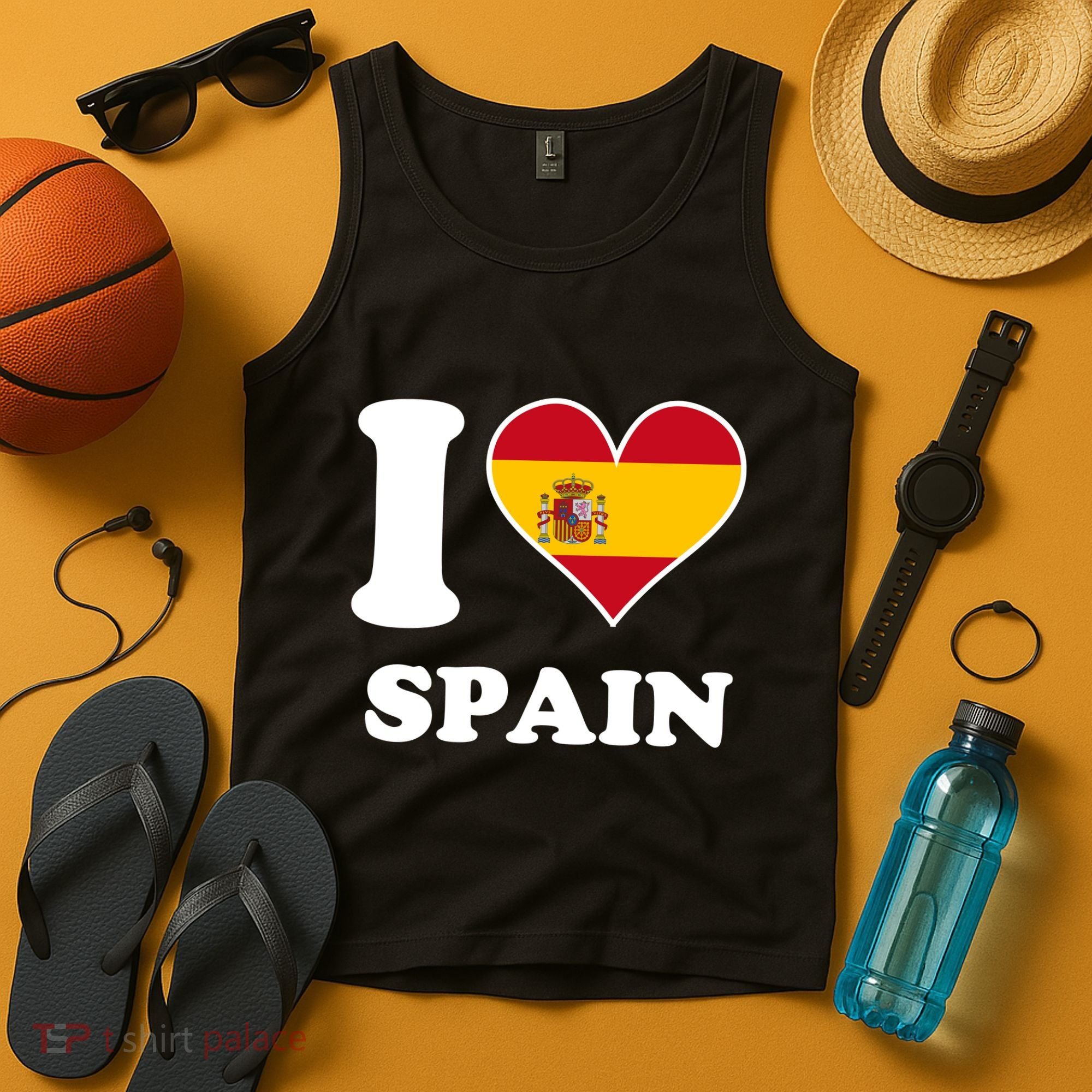 I Love Spain Spanish Flag Heart Tank Top