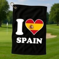 I Love Spain Spanish Flag Heart Golf Towel thumb 1