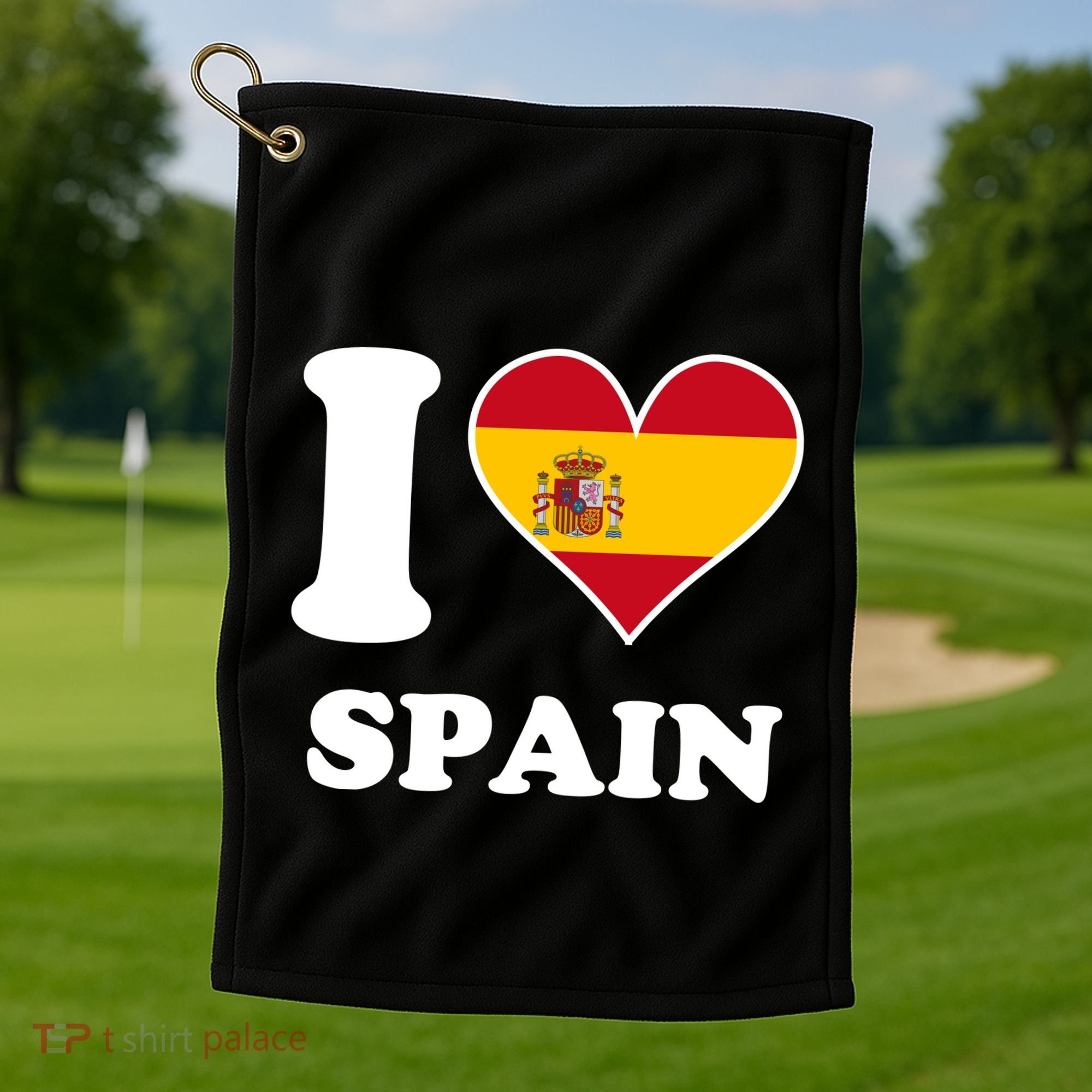 I Love Spain Spanish Flag Heart Golf Towel