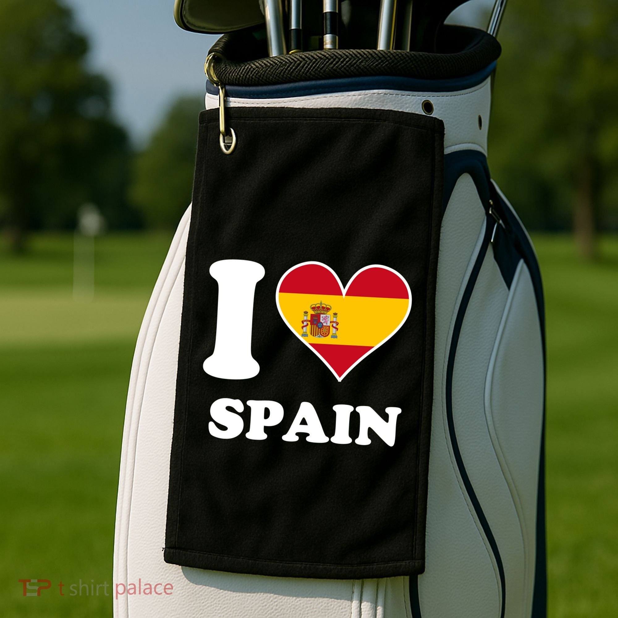 I Love Spain Spanish Flag Heart Golf Towel