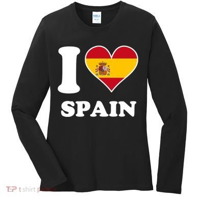 I Love Spain Spanish Flag Heart Women's Long Sleeve Shirt