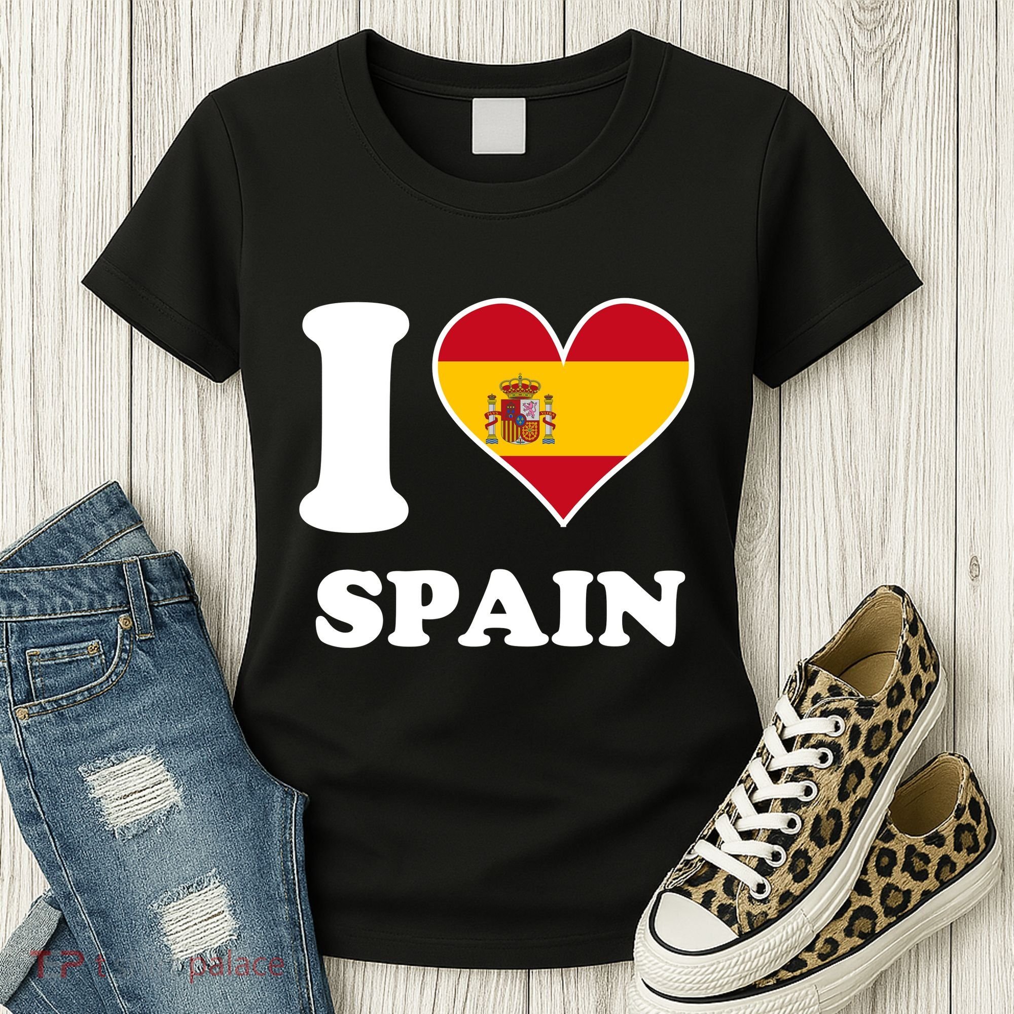 I Love Spain Spanish Flag Heart Women's T-Shirt