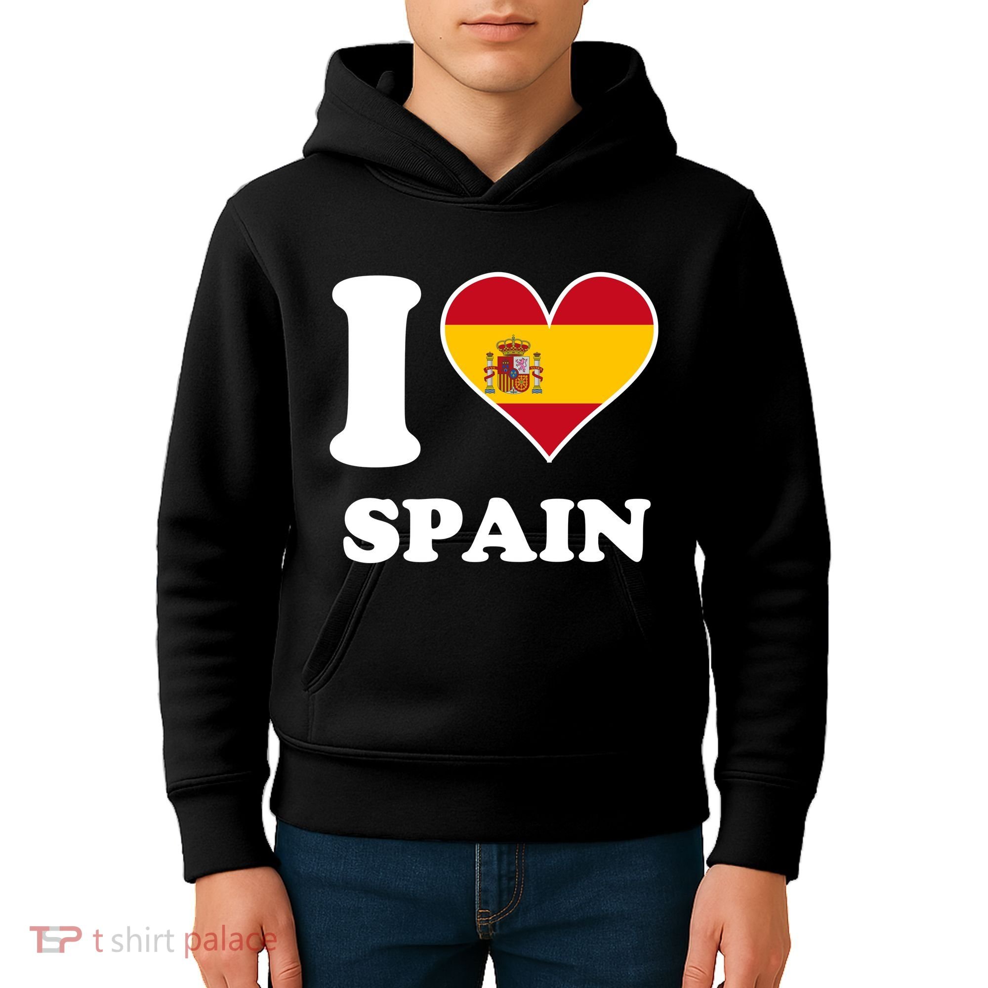 I Love Spain Spanish Flag Heart Kids Hoodie