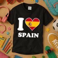 I Love Spain Spanish Flag Heart Kids T-Shirt thumb 3
