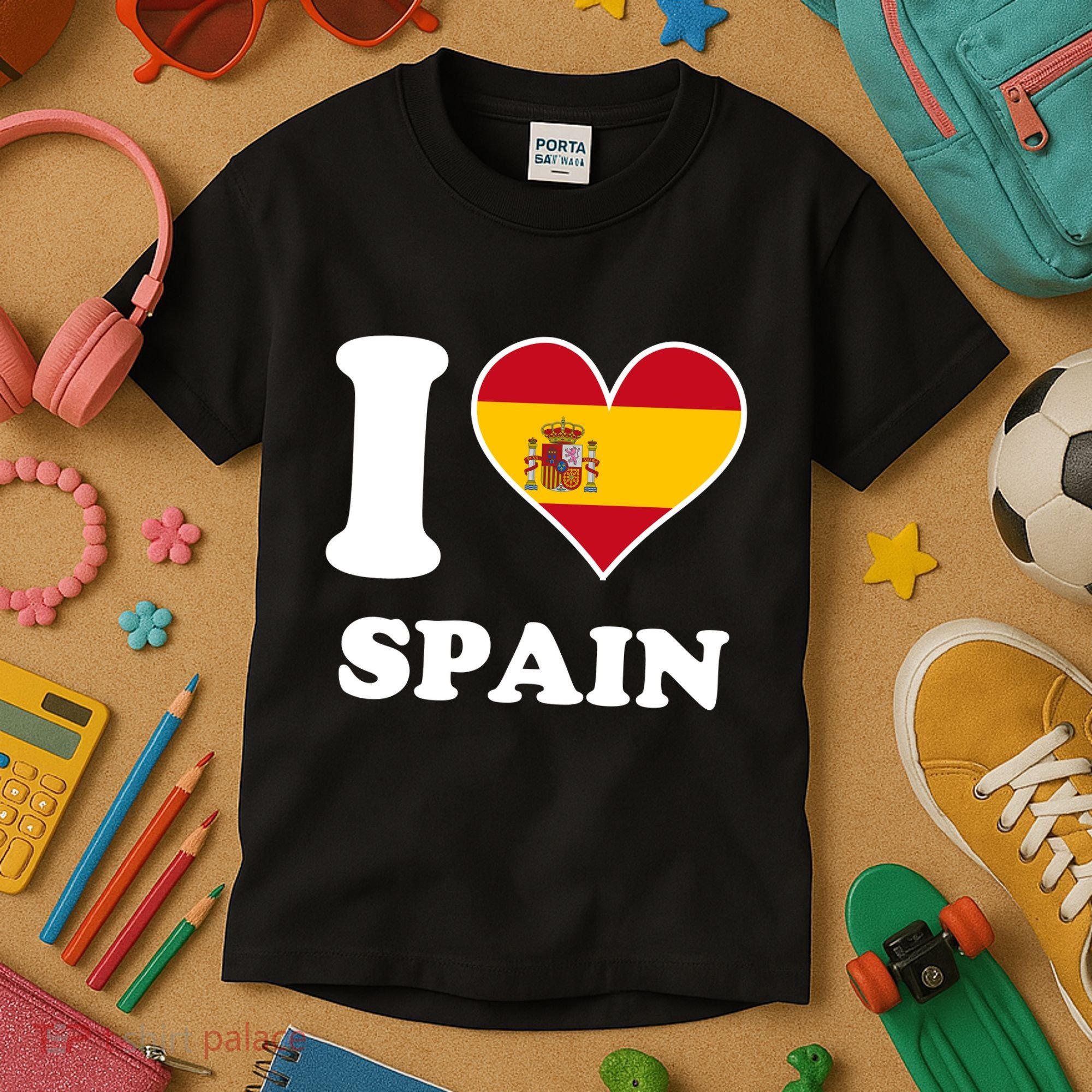 I Love Spain Spanish Flag Heart Kids T-Shirt