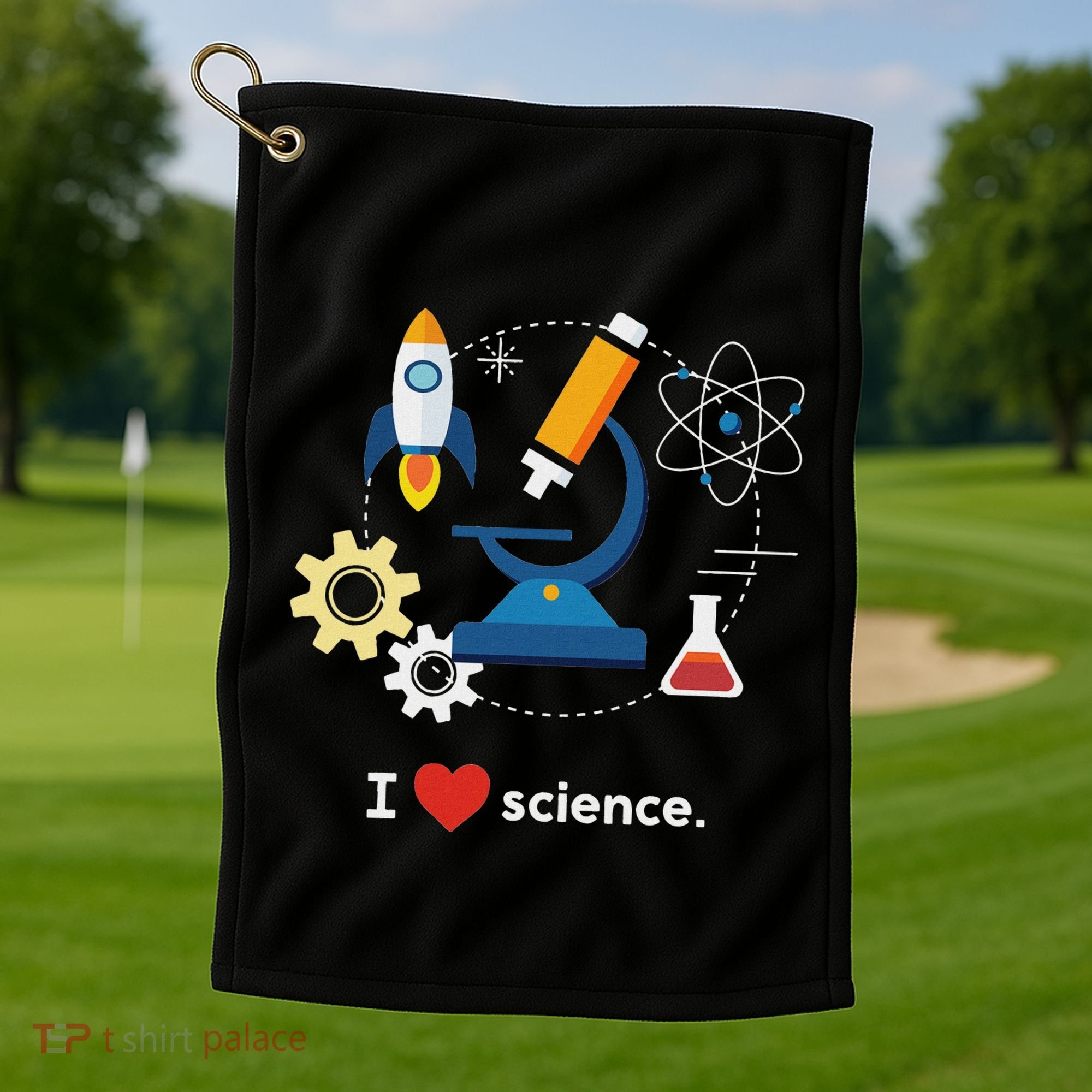 I Love Science Golf Towel