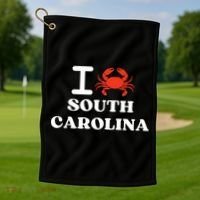 I Love South Carolina Crab Shellfish National Seafood Month Meaningful Gift Golf Towel thumb 1