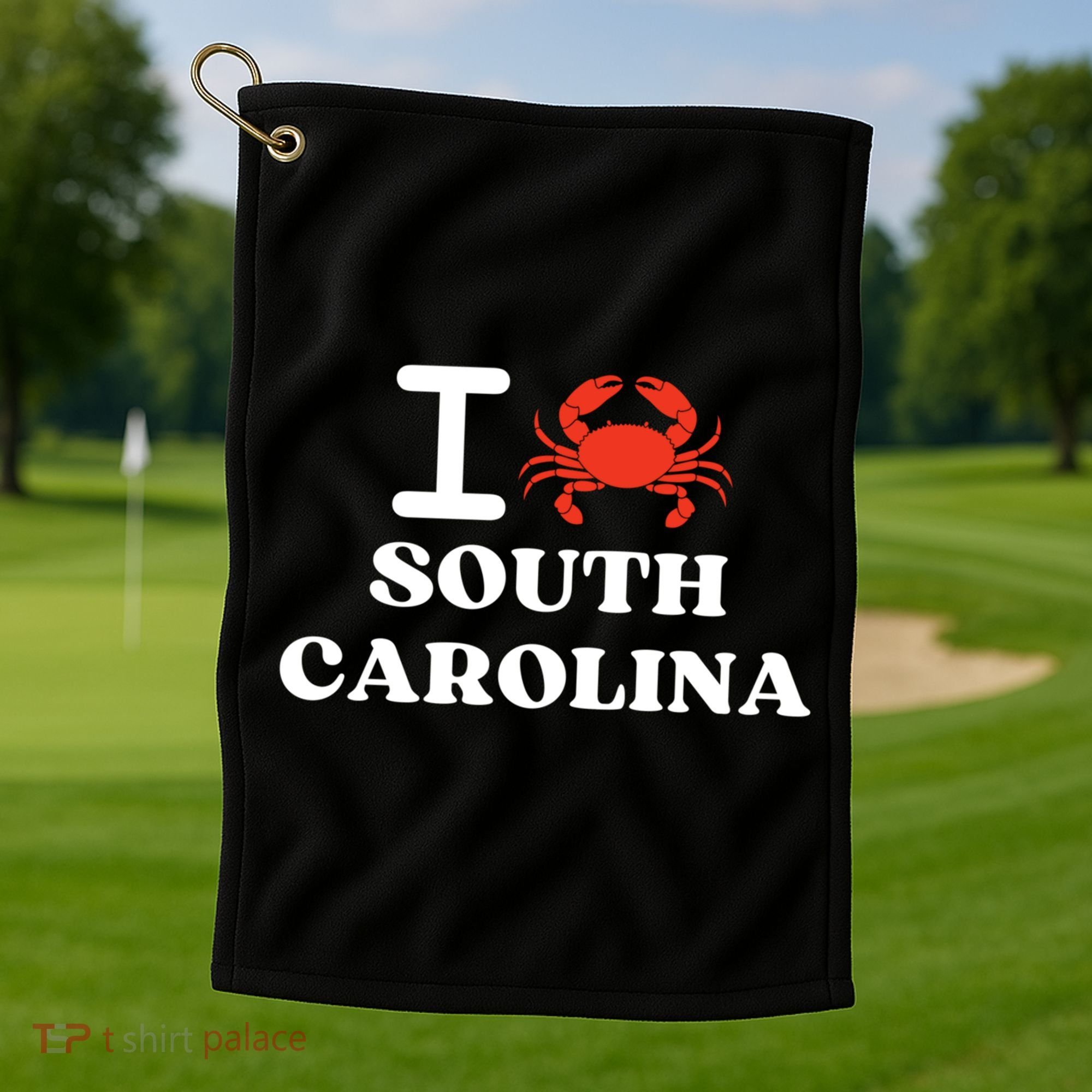 I Love South Carolina Crab Shellfish National Seafood Month Meaningful Gift Golf Towel