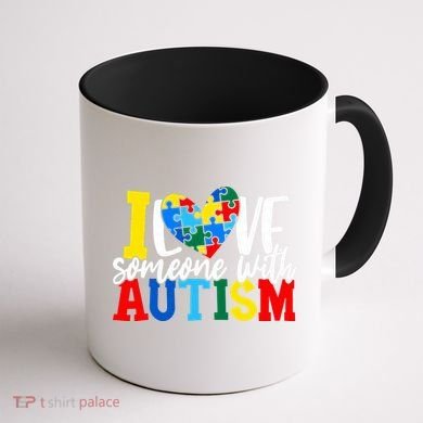 I Love Someone With Autism Autistic Awareness Coffee Mug back