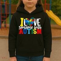 I Love Someone With Autism Autistic Awareness Kids Hoodie thumb 3