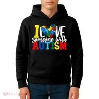 I Love Someone With Autism Autistic Awareness Kids Hoodie thumb 4
