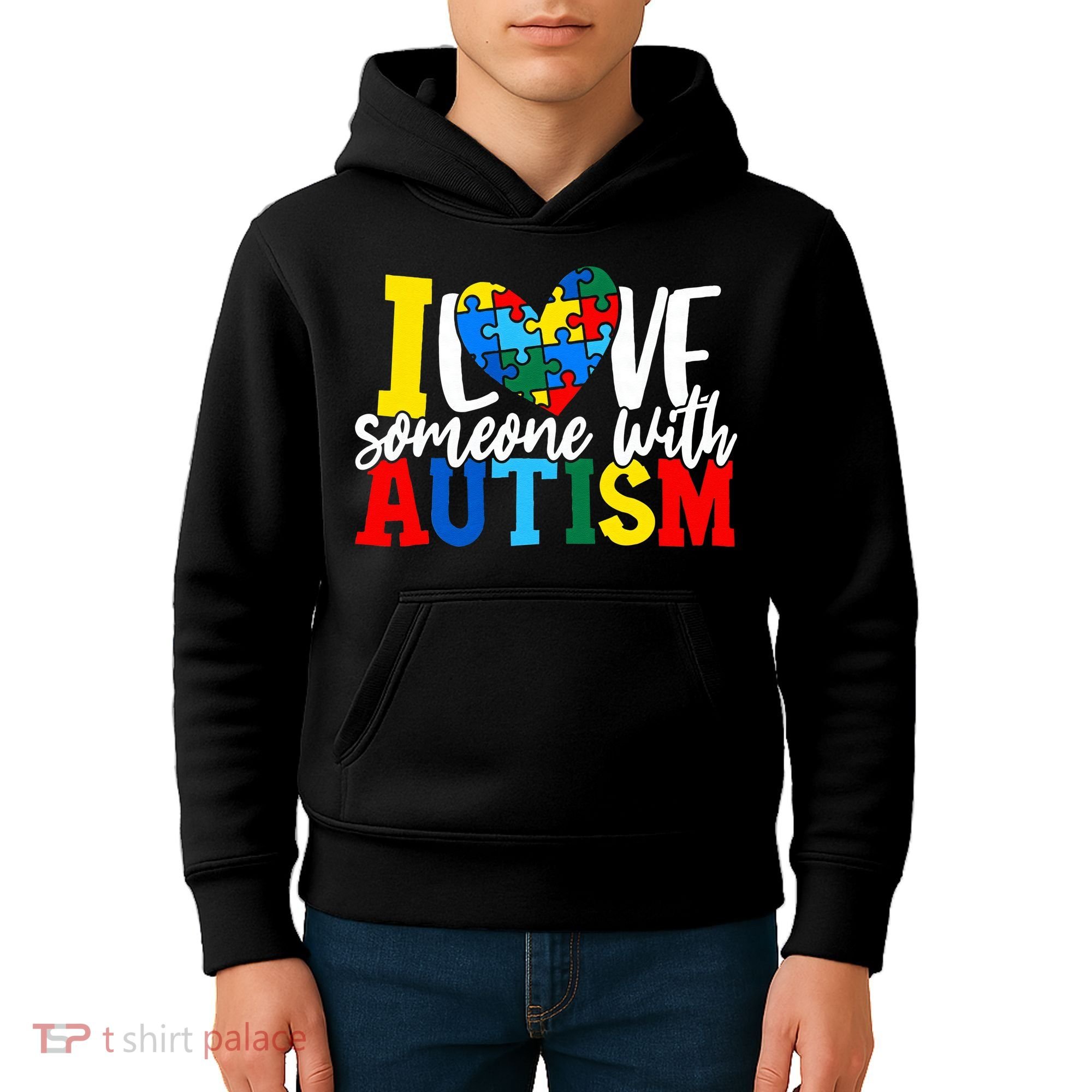 I Love Someone With Autism Autistic Awareness Kids Hoodie