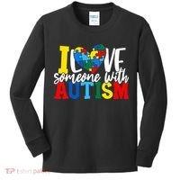 I Love Someone With Autism Autistic Awareness Kids Long Sleeve Shirt thumb 0