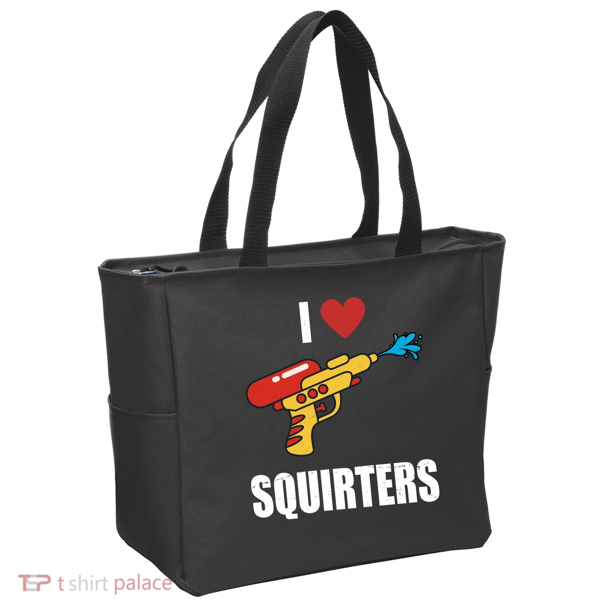 I Love Squirters Funny Water Gun Tote Bag