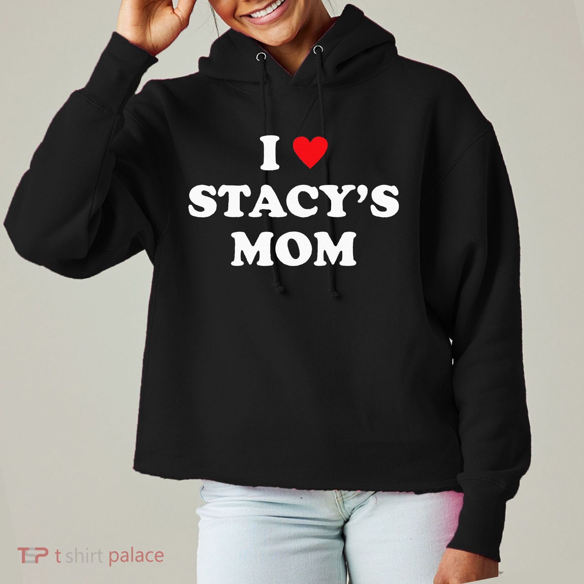 I Love Stacy's Mom Heart Hot Funny Meme Ladies Heavyweight Boxy Pullover Hoodie