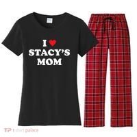 I Love Stacy's Mom Heart Hot Funny Meme Women's Flannel Pajama Set thumb 0