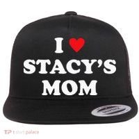 I Love Stacy's Mom Heart Hot Funny Meme Flat Bill Trucker Hat thumb 0