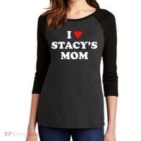 I Love Stacy's Mom Heart Hot Funny Meme Women's Tri-Blend 3/4-Sleeve Raglan Shirt thumb 2