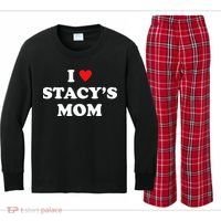 I Love Stacy's Mom Heart Hot Funny Meme Kids Long Sleeve Plaid Pajama Set thumb 0