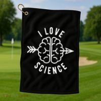 I Love Science Brain Golf Towel thumb 1