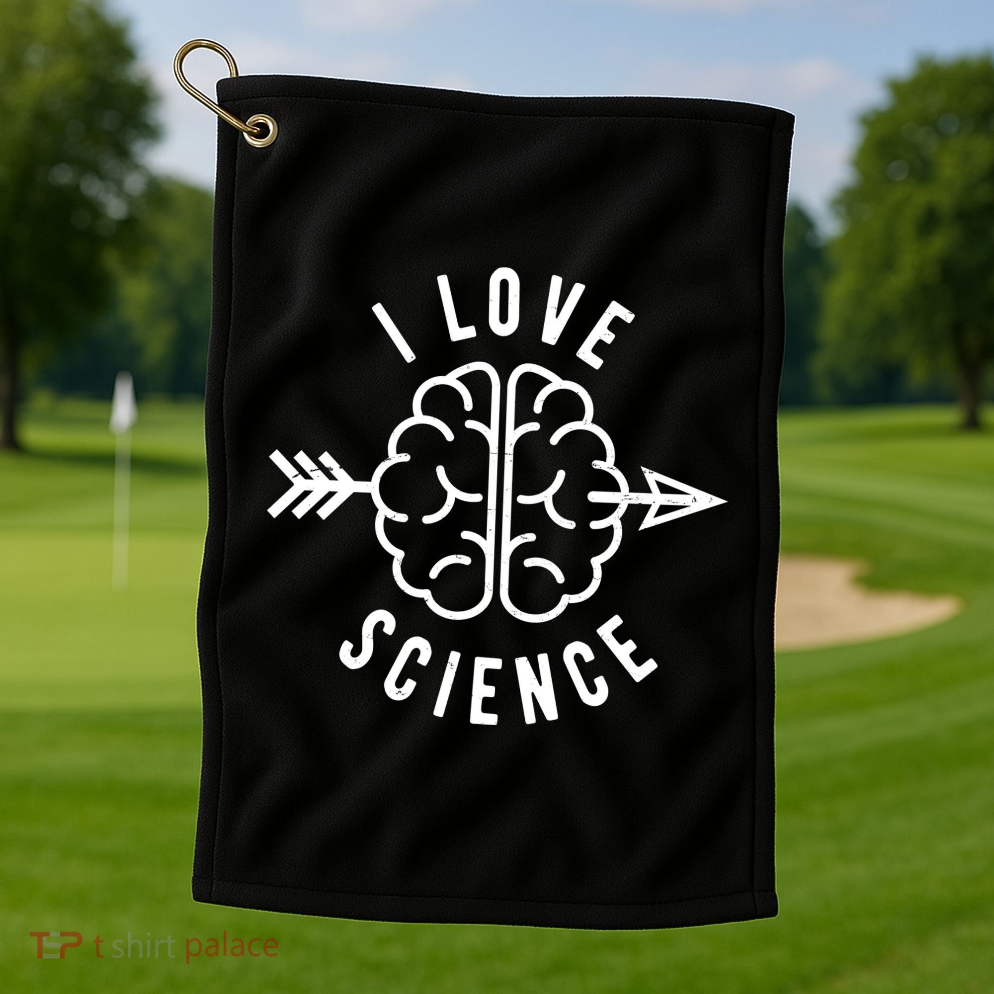 I Love Science Brain Golf Towel