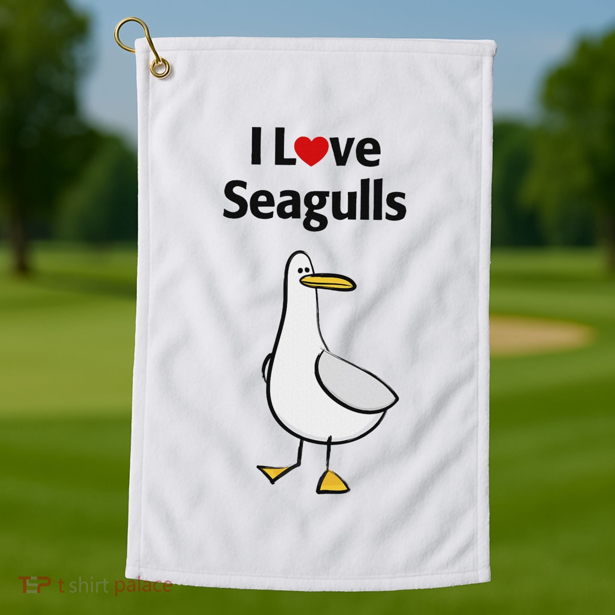 I Love Seagulls Golf Towel