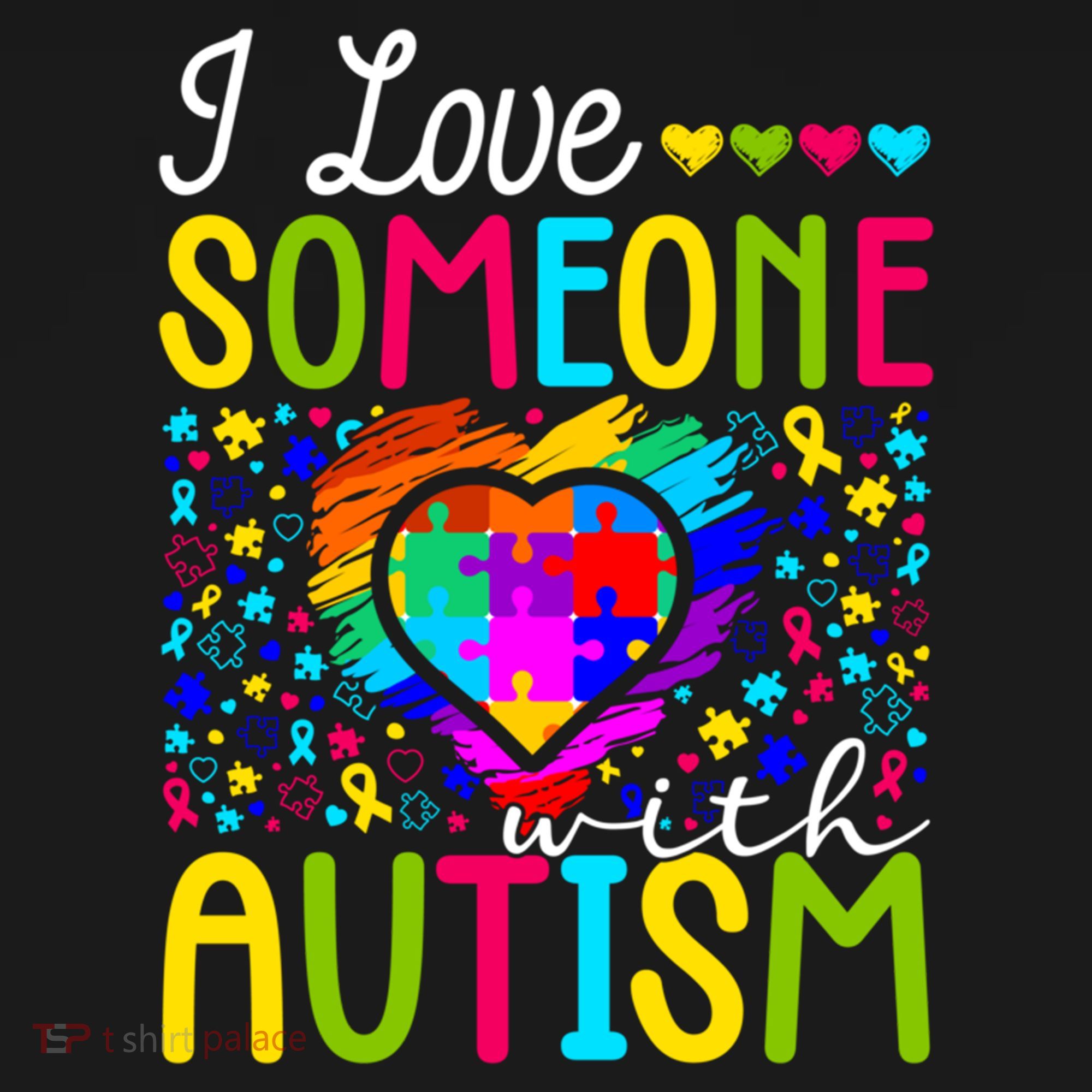 I Love Someone With Autism Rainbow Heart Puzzle Piece Gift Doggie Tank