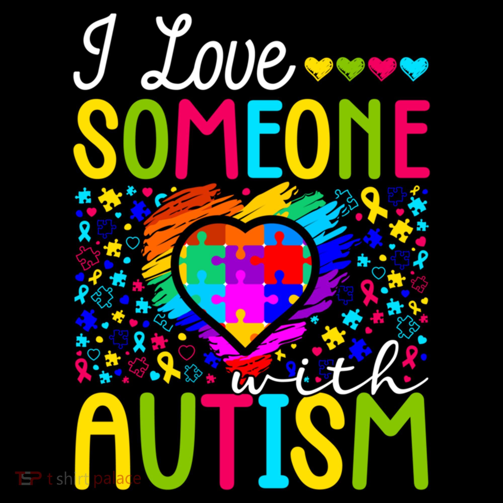 I Love Someone With Autism Rainbow Heart Puzzle Piece Gift Coffee Mug