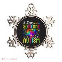 I Love Someone With Autism Rainbow Heart Puzzle Piece Gift Ornament thumb 0