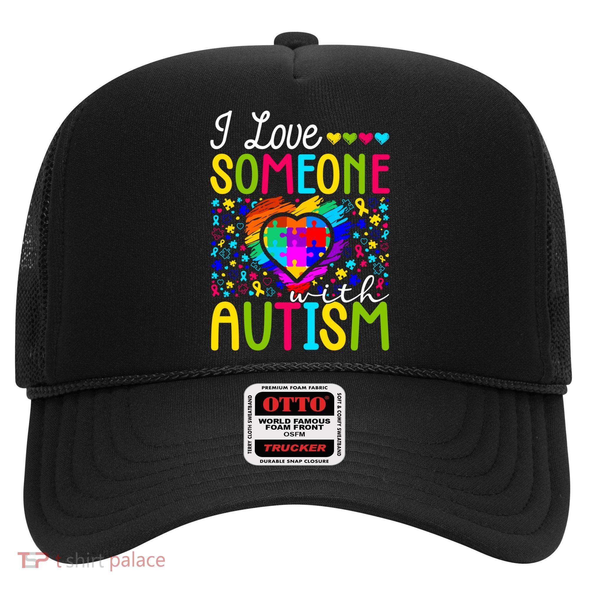I Love Someone With Autism Rainbow Heart Puzzle Piece Gift Hat