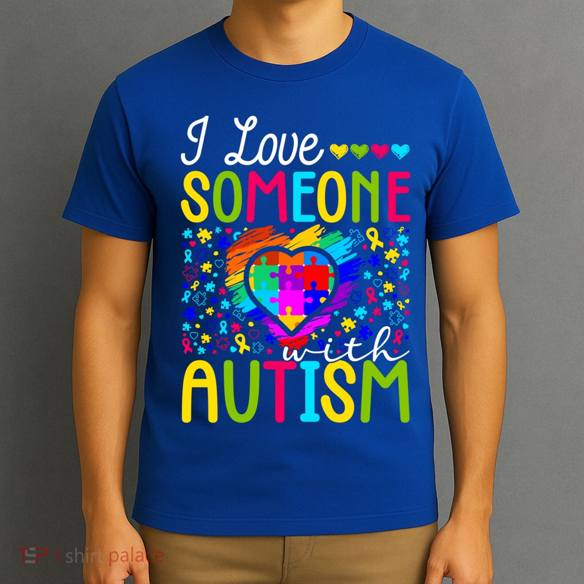 I Love Someone With Autism Rainbow Heart Puzzle Piece Gift T-Shirt