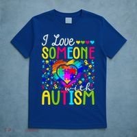 I Love Someone With Autism Rainbow Heart Puzzle Piece Gift T-Shirt thumb 5