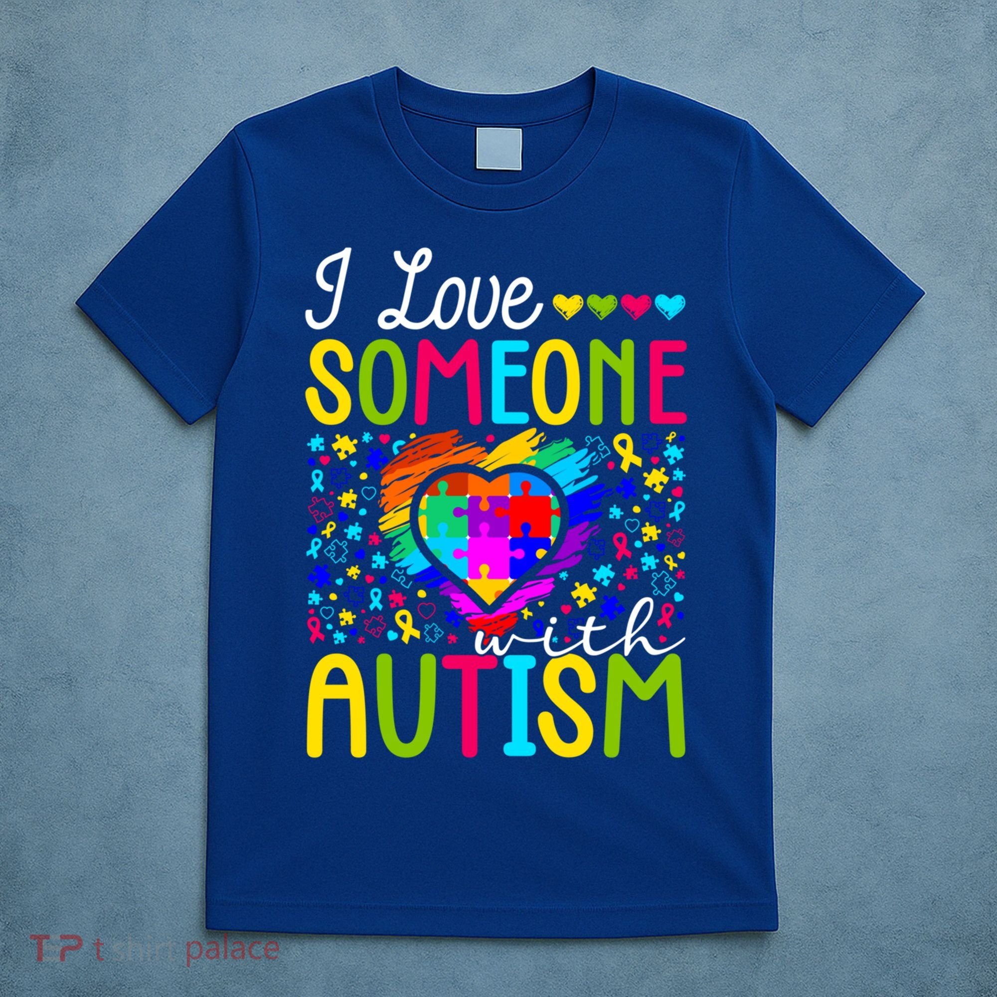 I Love Someone With Autism Rainbow Heart Puzzle Piece Gift T-Shirt