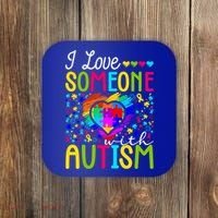 I Love Someone With Autism Rainbow Heart Puzzle Piece Gift Coaster thumb 0