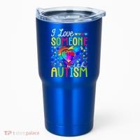 I Love Someone With Autism Rainbow Heart Puzzle Piece Gift Tumbler thumb 0