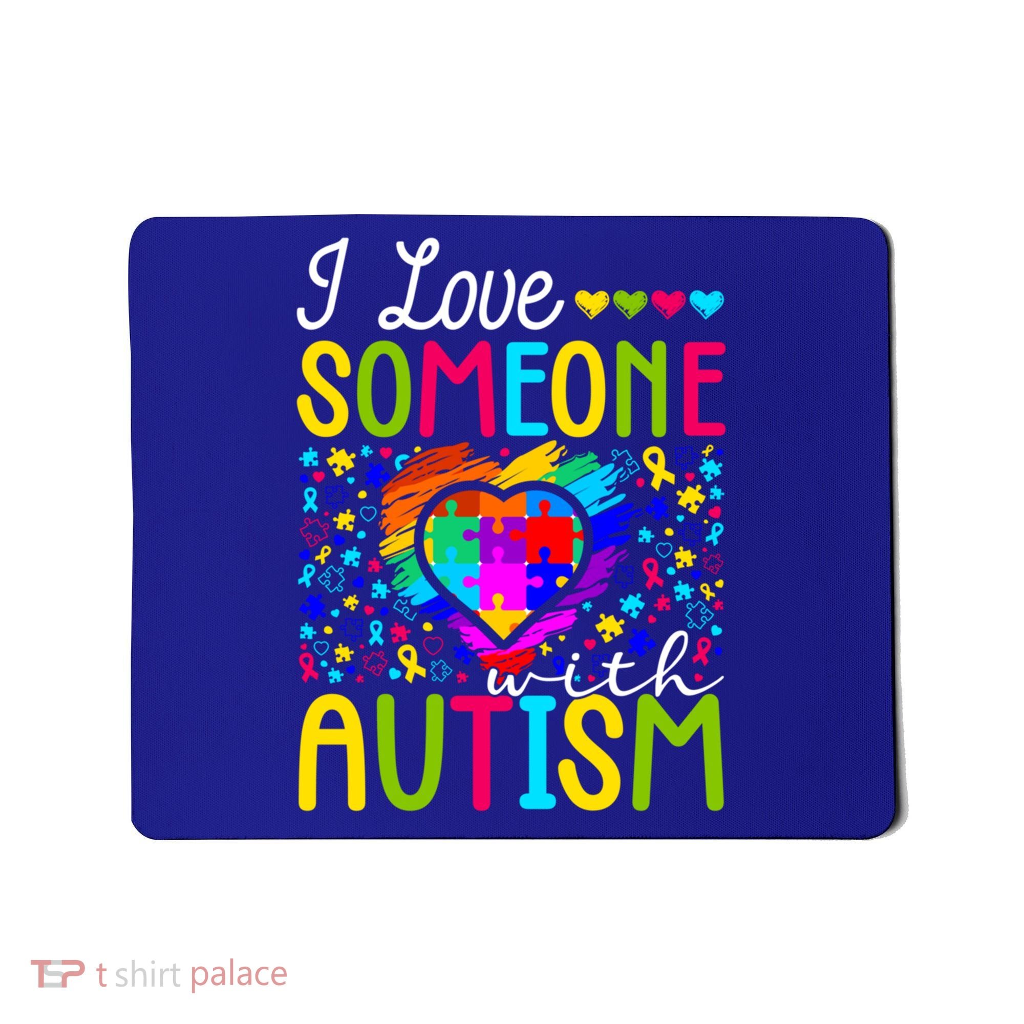 I Love Someone With Autism Rainbow Heart Puzzle Piece Gift Mousepad