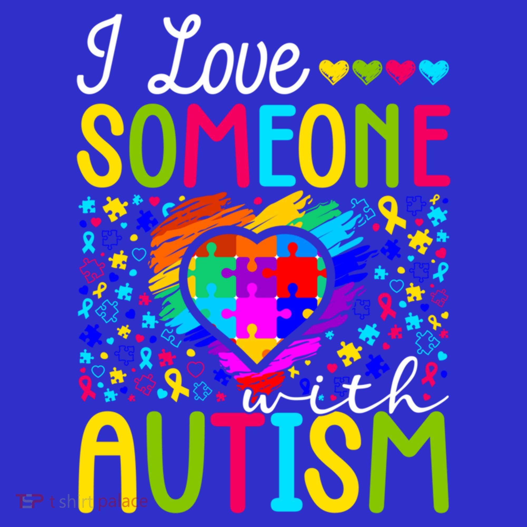 I Love Someone With Autism Rainbow Heart Puzzle Piece Gift Mousepad