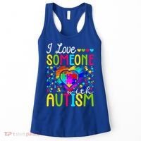 I Love Someone With Autism Rainbow Heart Puzzle Piece Gift Women's Tank Top thumb 0