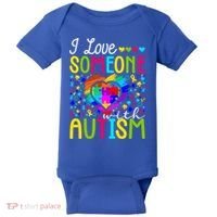 I Love Someone With Autism Rainbow Heart Puzzle Piece Gift Baby Bodysuit thumb 0