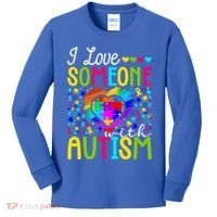 I Love Someone With Autism Rainbow Heart Puzzle Piece Gift Kids Long Sleeve Shirt thumb 0
